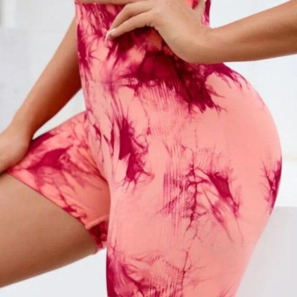 S47dcda03347649ab9a9c06eaa6fffbcdk.jpg Multicolour Tie Dye Women’s Quick Drying Yoga Shorts Tight Fitting Sports Shorts for Women Peach Hip Compression Shorts Fitness