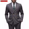 Men Double Breasted Suit Black Slim Fit High Quality Wedding Costume Party Prom Gold Button Male Suits
