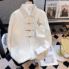 S4893e34f568a44a8a78f653c8699788aS.jpg Spring Autumn KPOP Fashion Style Kawaii Slim Fit Ropa Hombre Loose Casual All Match Tops Square Neck Long Sleeve Button Blusa