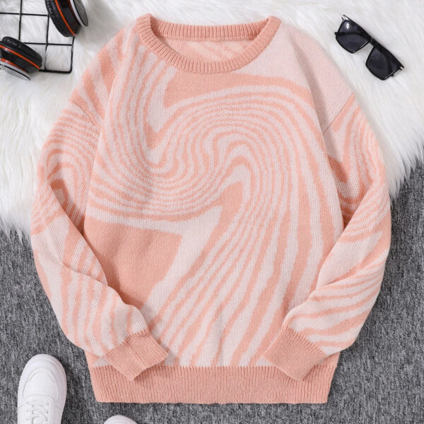 S48f1106056c549099e49ea9942970b91D.jpg New Popular Autumn and Winter Maze Jacquard Pattern Pullover Sweater Casual Round Neck Contrast Color Knitted Men's Pullover