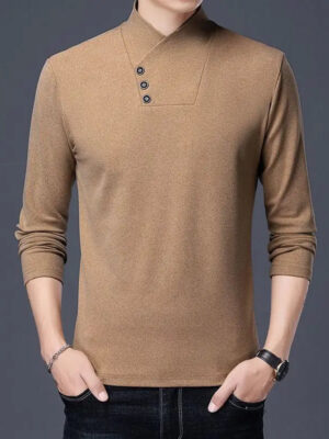 S491d5408b6fc425383a32c695c868356K.jpg Double Sided Velvet Men Casual Sweater Fashion Versatile Autumn Winter Long Sleeve Solid Embroidered Button Bottoming Pullovers