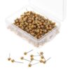 400Pcs Plastic Pin Tack Needle Bulletin Board Push Flag Map Round Travel National Thumb Stick Photo Holder (Golden)
