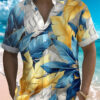 Summer Men's Shirt 3D Print Colorful Feather Short Sleeve Turndown Hawaiian Shirt Button Up Shirts No Pockets Shirts for Women