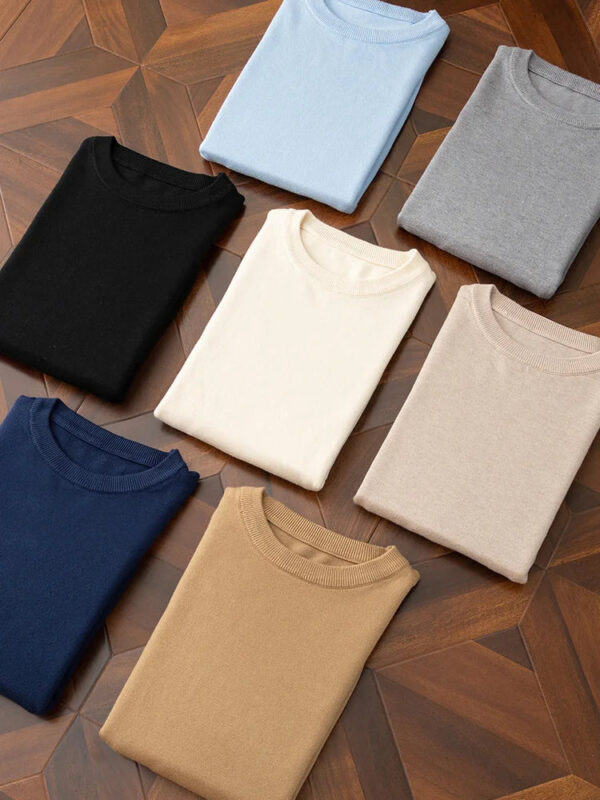S49df1a109c914ba78289f051e1ed8c54V.jpg Choice Men's Wool Sweater Autumn Winter New Round Neck Pullover Loose Solid Color Bottoming Shirt Long Sleeve Smart Casual Tops
