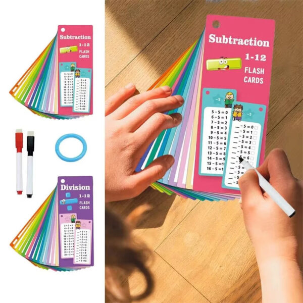 15Pcs/set Math Addition Subtraction Multiplication Division Erasable Reusable Number Learning Cards Children's Math Teaching Aid