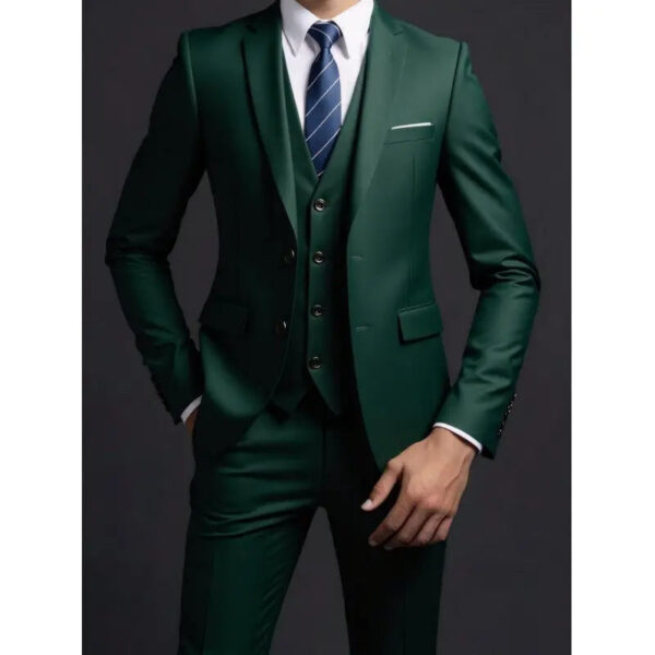 S4a2d0c78d5ca4e05b78976bc9866695dR.jpg Suit (Blazer+ Vest + Trousers) Men's Fashionable Gentleman Business British Style Solid-color Banquet Host Casual Wedding Suit