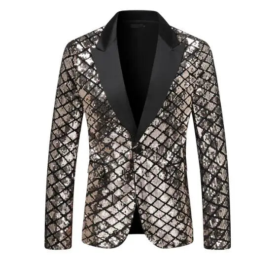 S4a6a2739bf2e4864af5a513417beeddaY.jpg Fashion Men Luxurious Sequin Plaid Suit Jacket Gold / Silver Singer Host Stage Party Loose Dress Blazer Coats