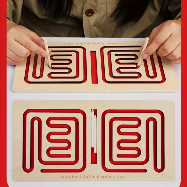 S4aadccdd6df346338e7b4f3cad1430b5H.jpg Children Left Right Brain Puzzle Toy Pen Movement Trajectory Control Training Hand Brain Coordination Wooden Educational Toys