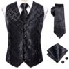 Wedding Purple Men Vest Paisley Floral Necktie Handkerchief Cufflinks Sets Blue Green Red Male Sleeveless V-Neck Waistcoat Party