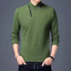 Double Sided Velvet Men Casual Sweater Fashion Versatile Autumn Winter Long Sleeve Solid Embroidered Button Bottoming Pullovers