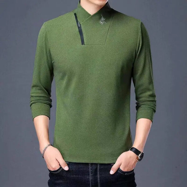 Double Sided Velvet Men Casual Sweater Fashion Versatile Autumn Winter Long Sleeve Solid Embroidered Button Bottoming Pullovers