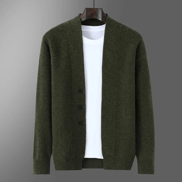 S4b89efd762e6430abb6c5a749f619b18p.jpg 2025 Autumn Winter New Thick Cardigan 100% Pure Wool Men's Versatile Jacket V-Neck Loose Casual Highend Knitted Cashmere Sweater