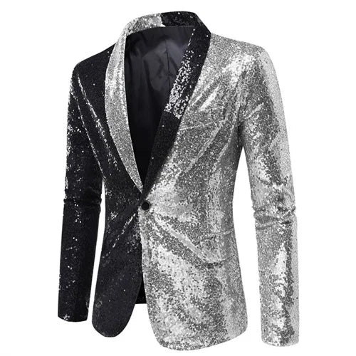 S4bd2e9894c514ceca187786868a6486db.jpg Fashion Men Luxurious Sequin Plaid Suit Jacket Gold / Silver Singer Host Stage Party Loose Dress Blazer Coats