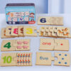 Wooden Number Matching Puzze Toys Montessori Early Education Digital Pattern Thicken Blocks Game for Baby Festival Gift Toy