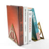 Triangle graphic book end, metal heavy-duty book end, fan organized desktop, home office, iron book end
