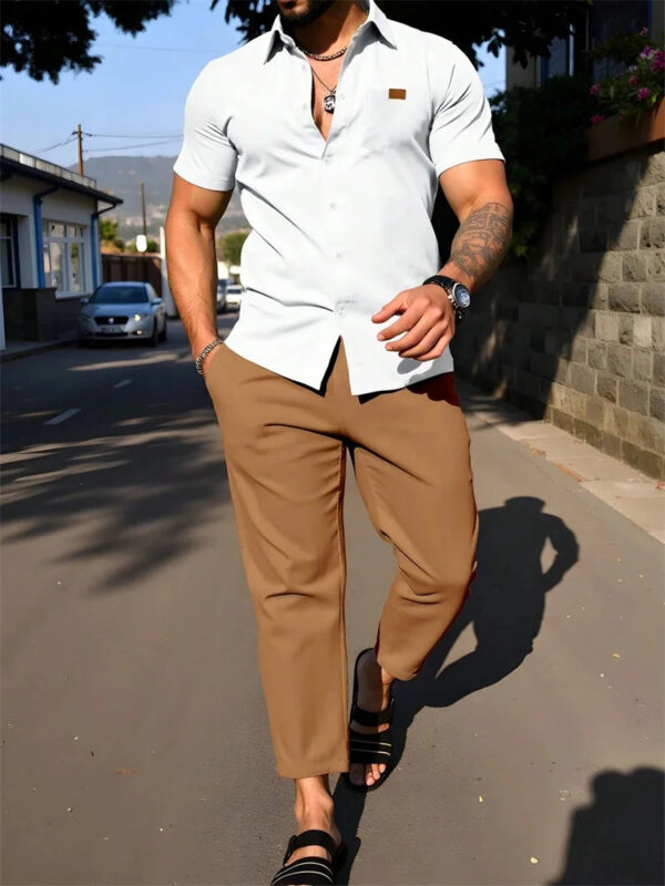 S4c2b49a6adbd4feb88be2f9b5e60d6beD.jpg Light Blue Striped 3D Printed Men's Autumn Shirt Set, Outdoor Sports Casual Men's Lapel Shirt And Casual, Trendy And Fashionable