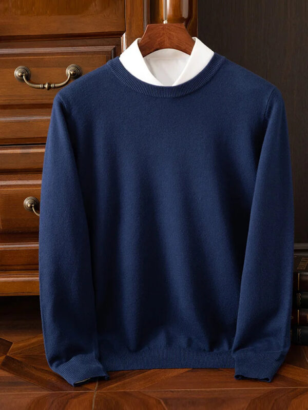 S4c3ef4a639ee45139620e5c1d0a35862M.jpg Choice Men's Wool Sweater Autumn Winter New Round Neck Pullover Loose Solid Color Bottoming Shirt Long Sleeve Smart Casual Tops