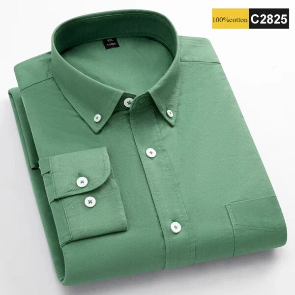 S4ca4b90342324f00bb59703a1e0b7052X.jpg New in shirt 100%cotton long-sleeve shirts for men fashion Casual plain shirt solid color Oxford single pocket top white clothes