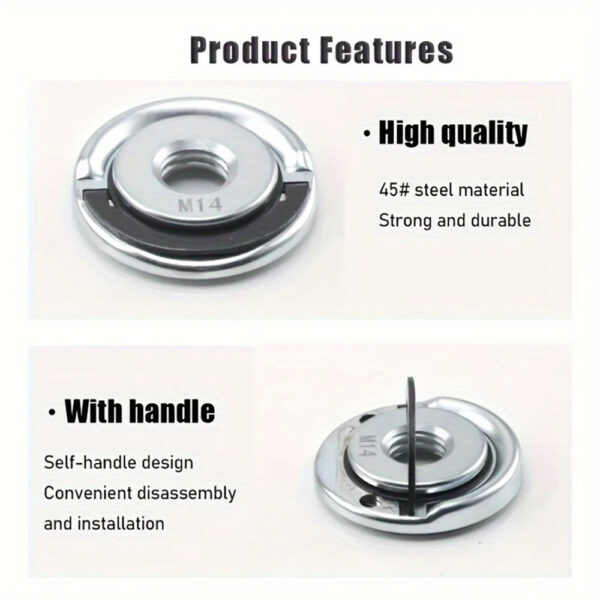 S4cd51fabcee94b668cec63f5ed9bb267v.jpg 1pc M14 Angle Grinder Pressure Plates Quick Release Locking Grinder Pressing Plate Flange Nut Power Tool Accessories