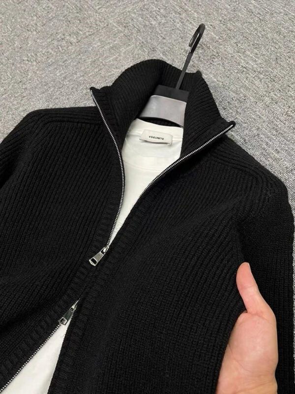 S4cffe5808a0e449195795c499541c52fw.jpg Advanced luxury zipper sweater coat men's autumn winter new casual Korean trend solid color cardigan thickened warm knit jacket