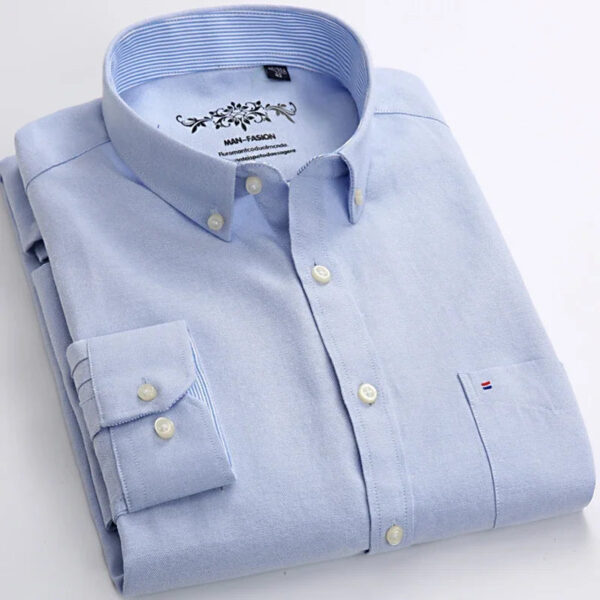 S4d0a938cd989476d8d558d83837f8b49M.jpg New in shirt Cotton long-sleeve shirts for men slim fit formal plain tops single pocket solid color office tops fashion clothes