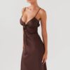 S4d11656caaf2487994066f2042447f27q.jpg Combhasaki Women's Elegant Solid Color Adjustable Thin Shoulder Straps Cutout Tie-Up Front Backless Summer Long Cami Silky Dress