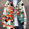 Unisex Retro Ethnic Pattern Print Plush Thick Long-Sleeved Sweater Cardigan Coat