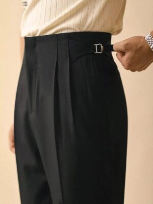 S4de99f2536b24d60be01844d0e3b237dA.jpg Fall/Winter 2025 Men's Elegant Italian Neapolitan High Waist Wide Leg Pants with Tucks And Buttons Business Casual Style
