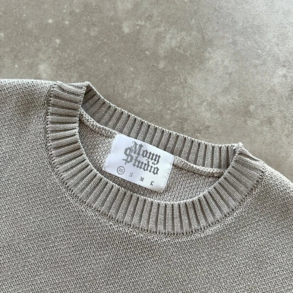 S4e085e7093da495f80d69fb04f26b5f9O.jpg Y2K Grey Long Sleeve Sweater Dollar Gothic Embroidery Pullover Goth Retro Casual Streetwear Old Money Men Boxy Knitted Clothing