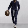 S4e0f90761bb1450ea50fe669b20dd1a3D.jpg 2025 Cross-border New Men's Casual Trousers V-Neck Versatile Jacquard Knitted Sweater Set