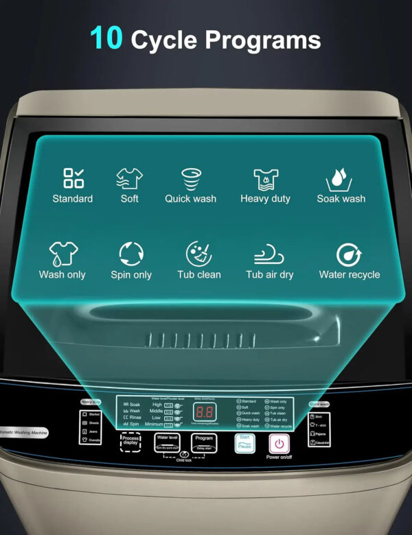S4e2d7161b6f0483db92fc86570fc72dez.jpg Save Energy Full Automatic Glod Washing Machine with LED Display 17.7 lbs Portable Washer Drain Pump 10 Programs&8 Water Levels