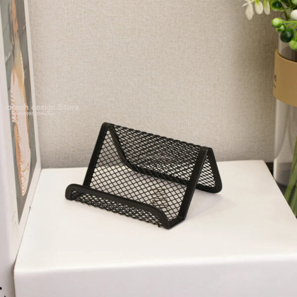 S4e79cc17d64b4935838946ffed2e69d3e.jpg Metal Mesh Portable Business Name Card Holder Display Stand Rack Desktop Table Organizer Home Desk Storage Stand