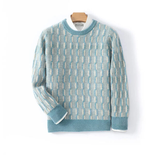 Men's New Pullover O-neck Sweater Casual Knitted Long sleeved 100% Pure Wool Men's Sweater Comfortable and Warm WOTEEWS brand