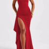S4f043c0f5a054fb0919a6701ea89e0b0c.jpg Sexy Strapless Backless High Split Maxi Dress For Women Black Off-shoulder Sleeveless Bodycon Club Party Long Dress Clothes