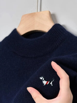 S4f7b21acdca2449aa28e44fc1fbd0ab40.jpg Hot Sale Luxury Quality Men's Knit Sweater Mock Neck Dog Embroid Pullover Autumn Winter Exquisite Fashion Soft Warm Men's Wear