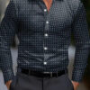 Men's shirt regular lapel shirt men's 3d printing triangle geometric printing casual street long sleeve fashion printed shirt