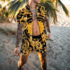 S5031e981c8aa44afbce50476cd32ed9b7.jpg 2024 Summer Men's Fashion Leopard Print Short Sleeve Shirt And Shorts Set Beach Style T Shirt Breathable Shorts Two Piece Set