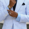 S506f1ecaf4ac441c8df628567fd3b50b0.png 2 Pieces Casual Men Suits Seersucker Stripe Outfits Custom Wedding Groom Tuxedo Costume Homme Peaked Lapel Jacket+Pants