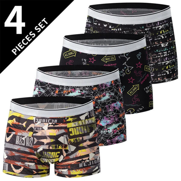 S50b2f8d43db542d3acf84cb94fde0193Z.jpg 4/5Pcs European and American Size MEN'S Printed Fashion Boyshort Comfortable MEN'S Waist plus Size Underwear Sexy Swimming Trunk