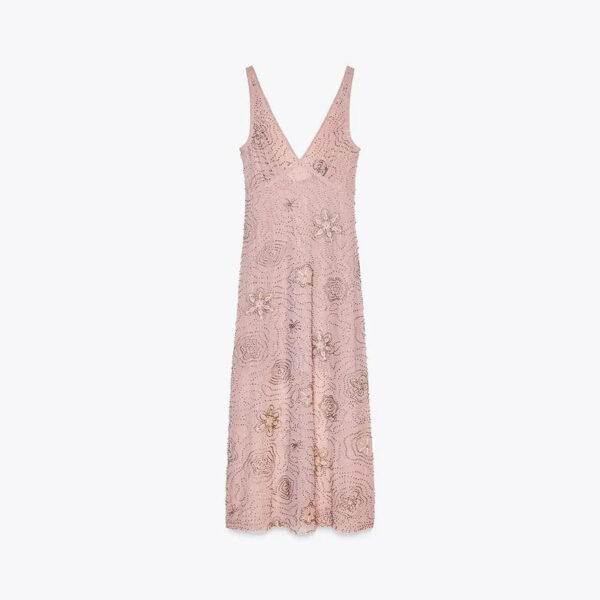 S5101926d6eea42cdac4684d7de193bdf2.jpg Floral Print V-Neck Sling Dress for Women Ruffle Detail Backless Long Party Gown Elegant Bodycon Style Casual Short Dress