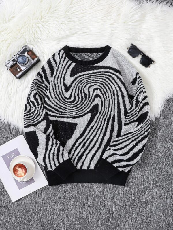 S51140f87bf344e04880c05466618af1ag.jpg New Popular Autumn and Winter Maze Jacquard Pattern Pullover Sweater Casual Round Neck Contrast Color Knitted Men's Pullover