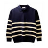 Autumn Simple Lapel Striped Sweater For Men Casual Vintage Korean Fashion Knitwear Top New Y2K Loose Knitted Pullover Jumper