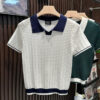Lapel Ice Silk Polo Shirt Men's Contrasting Color Sweater Slim High-end Short Sleeves