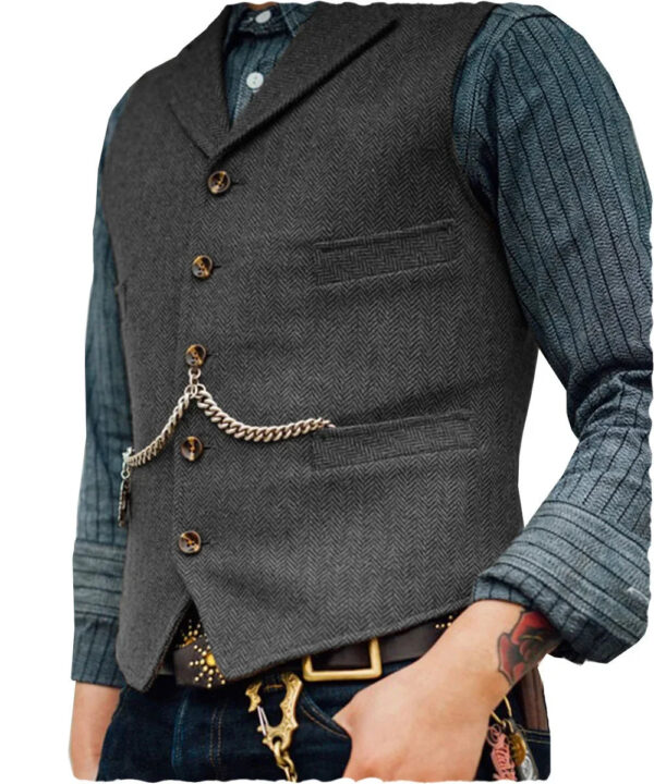 S51d4e1e9b83d4430b7d714197a861f0d7.jpg Wool Tweed Men's Suits Vest for Groomsmen Wedding Lapel Casual Slim Business Vests Sleeveless Waistcoat Male Gilet Homme Vests