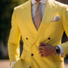 High Quality Brown Men's Suits Double Breasted Bespoke Double Breasted Peaked Lapel Formal Blazer Slim Fit 2 Piece Jacket Pants