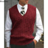 S5235bf0e46f9480e8a6de1a1e98538b66.jpg 2026 Men's Autumn Winter Warm Casual Knitted Sweater Vest Sleeveless V Neck Fleece Western Sweaters for Men Sueter Para Hombre
