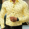 Men's shirt fashion geometric line print long sleeve shirt business office casual slim versatile daily outdoor commuting top