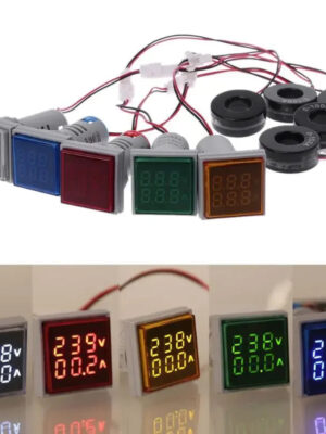 S53c754548c644f24b5318baa1caf4a26v.jpg Mini Digital Voltmeter Ammeter 22mm Square AC 20-500V 0-100A Amp Volt Voltage Tester Meter Dual LED Indicator Pilot Lamp Light
