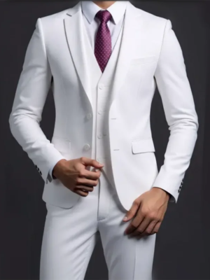 S53e098fc1ebd41bb8e05d785b0f9b20f2.png Suit (Blazer+ Vest + Trousers) Men's Fashionable Gentleman Business British Style Solid-color Banquet Host Casual Wedding Suit