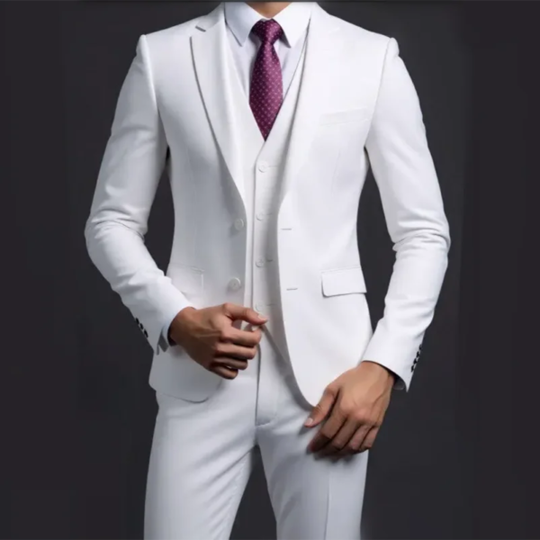 S53e098fc1ebd41bb8e05d785b0f9b20f2.png Suit (Blazer+ Vest + Trousers) Men's Fashionable Gentleman Business British Style Solid-color Banquet Host Casual Wedding Suit